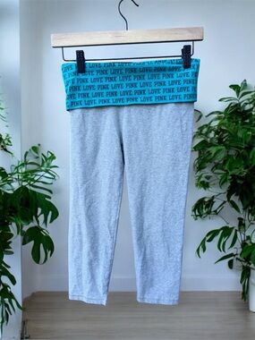 Victoria secret PINK Y2K blue and grey fold over capri yoga pants leggings XS